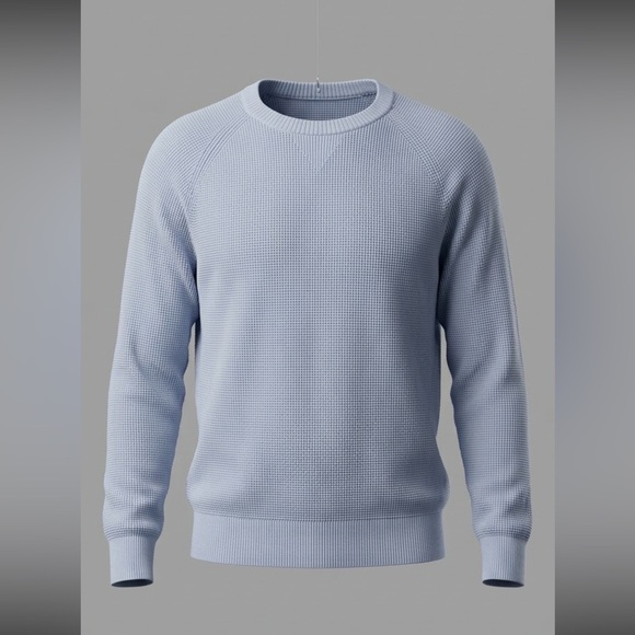 Wilt Other - Wilt Slate Blue Thermal Knit Sweater Men’s L Cotton Cashmere Waffle Crewneck